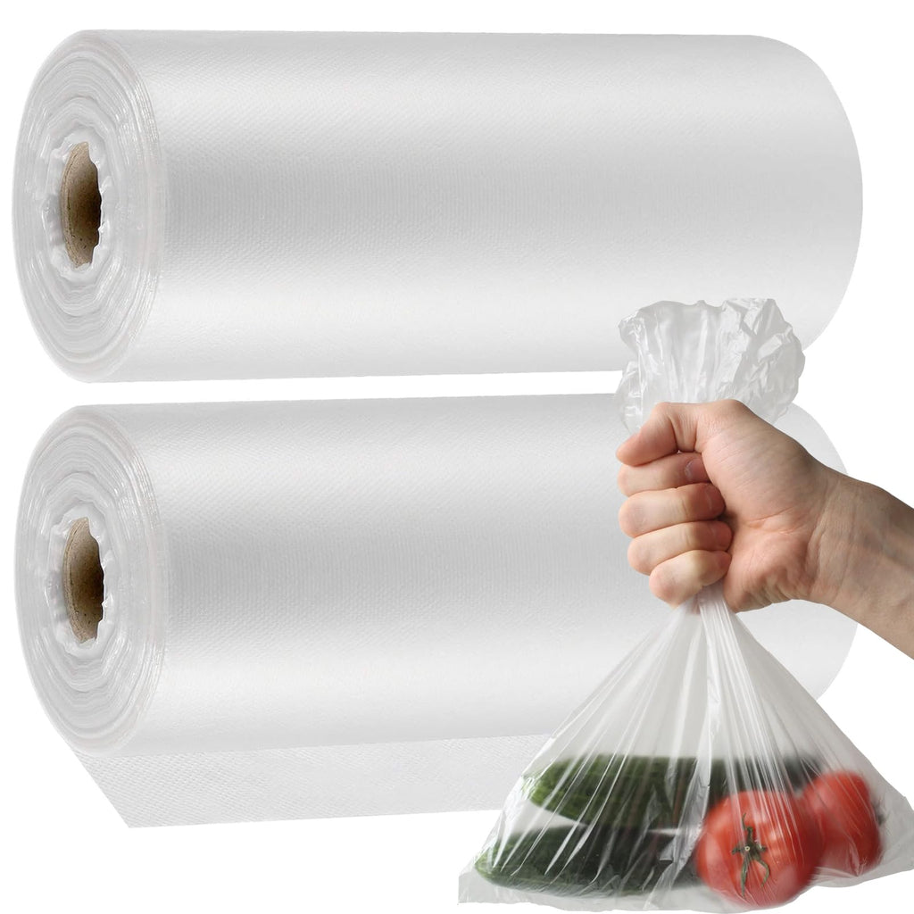 ZEONHAK 1000 Count 10 x 14 Inches Plastic Produce Bags, Clear Plastic Produce Bag Roll for Bread, Fruits, Vegetable, Kitchen, 500 Bags x 2 Rolls, BPA-free