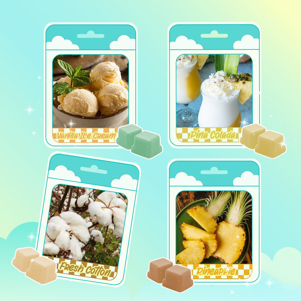 SoulOrigin Summer Scented Wax Melts, Strong Scented Wax Cubes Gift Set, Soy Wax Tarts for Warmer, Sea Breeze, Coconut, Pina Colada, Pink Beach, Pineapple, Watermelon, Vanilla Ice Cream, Fresh Cotton