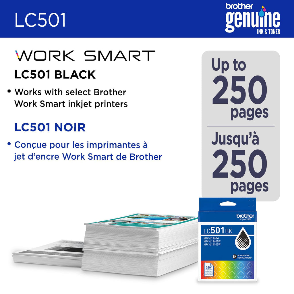 Brother Genuine LC501BKS Standard Yield Black Ink Cartridge for Brother Printer MFC-J1260DW, MFC-J1360DW, MFC-J1410DW