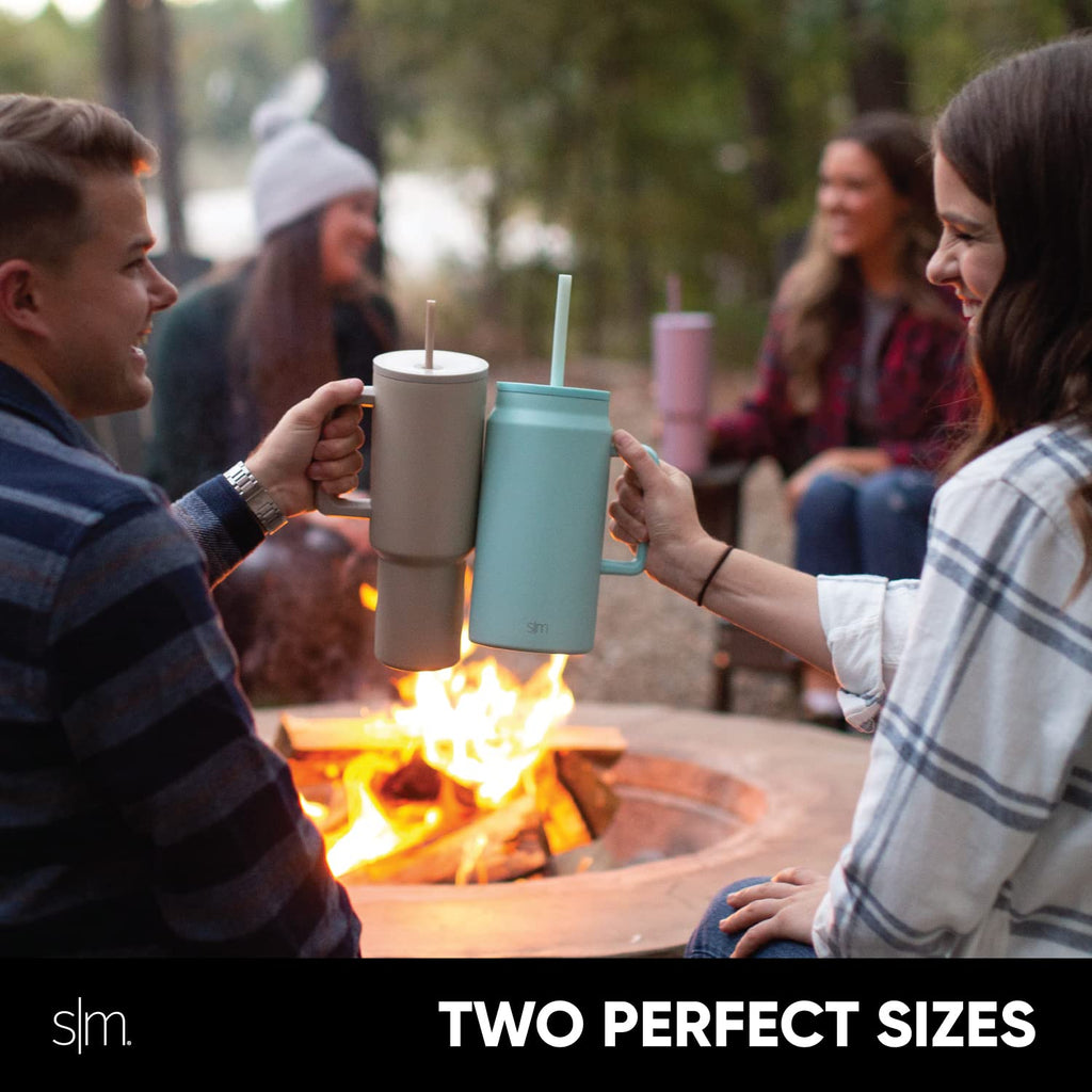 Simple Modern Tumbler with Handle and Straw | Insulated Stainless Steel Large Water Jug | Gifts for Women & Men | Trek Collection | 50oz | Almond Birch