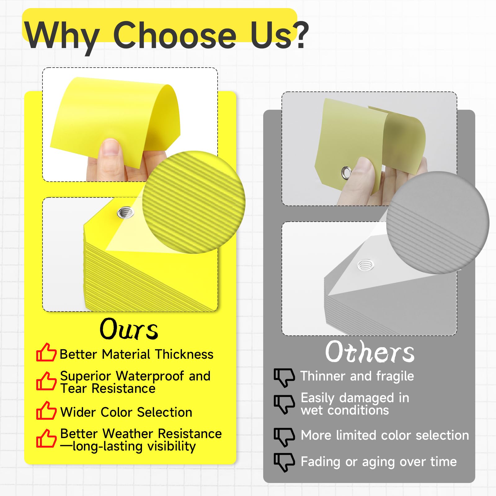 XUWAIDSGN 100Pcs Yellow Plastic Shipping Tags, 4 3/4" x 2 3/8", Writable, Durable, Waterproof (100, Yellow, 6 1/4" x 3 1/8")