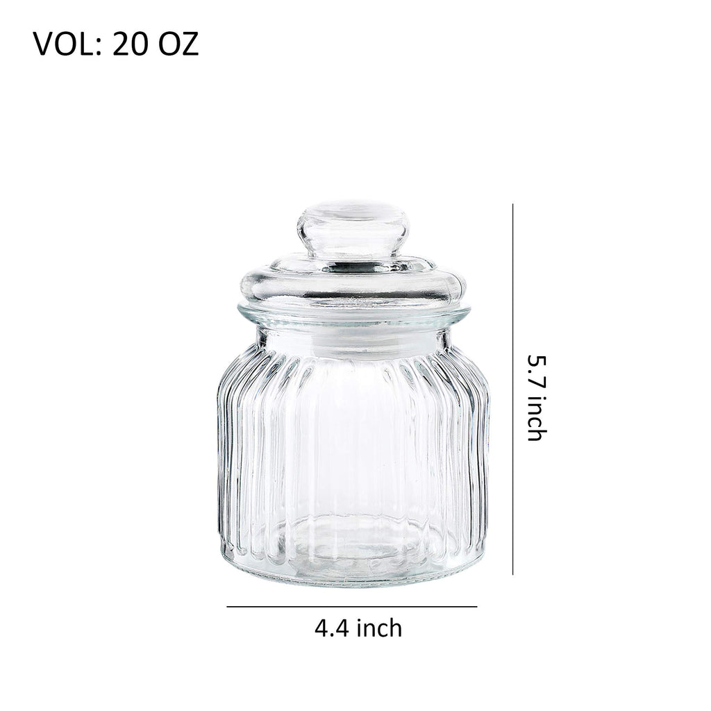 Gala Houseware Airtight Glass Storage Canisters, Set of 3 Clear Glass Storage Jars Bottles, Kitchen Food Storage Containers and Pantry Organizer (D: 4.4" x H.: 5.7" / 7.3" / 9.3")