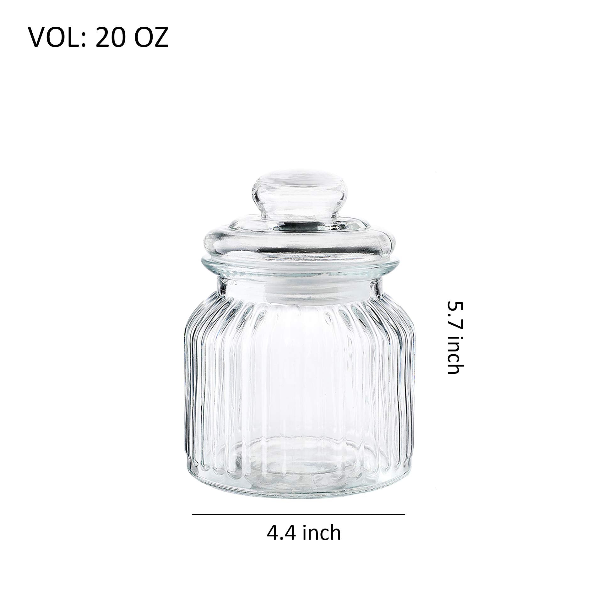 Gala Houseware Airtight Glass Storage Canisters, Set of 3 Clear Glass Storage Jars Bottles, Kitchen Food Storage Containers and Pantry Organizer (D: 4.4" x H.: 5.7" / 7.3" / 9.3")