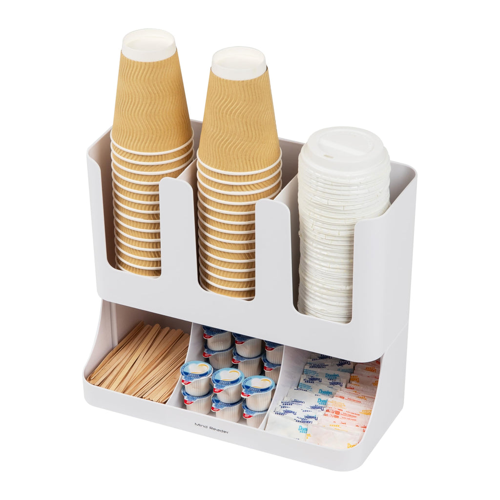 Mind Reader 'Flume' 6 Compartment Condiment and Cups Organizer, White