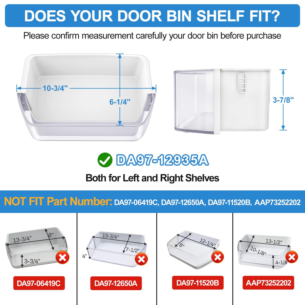 UPGRADED DA97-12935A RF220NCTASR Door Shelf Compatible with Samsung Fridge Door Shelf, Right & Left Samsung Refrigerator door Shelf Parts RF220NCTAWW, RF220NCTASP, RF221NCTASR Door Bin Fridge Shelves