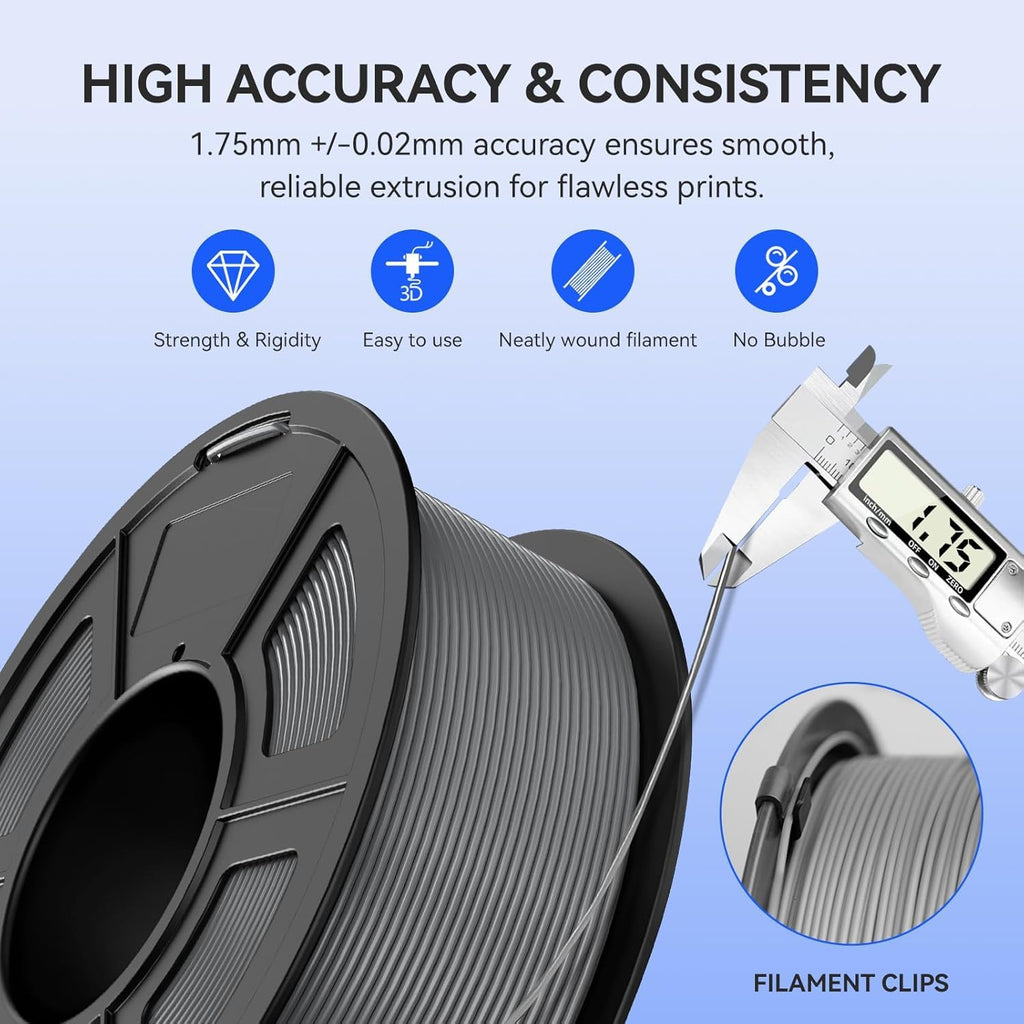 JAYO PLA 1.75mm 3D Printer Filament 1.1KG, Dimensional Accuracy +/- 0.02mm, Neatly Wound, No Clogging, Vacuum Package, Fits for Most FDM 3D Printers, Black.