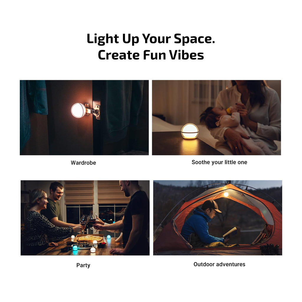 OLIGHT Sphere Portable LED Light, Rechargeable 360-degree Light-Emitting Ambient Lighting with APP Control, 75 Lumens RGB Color Dimmable Camping Light with Magnetic Base for EDC, Outdoor