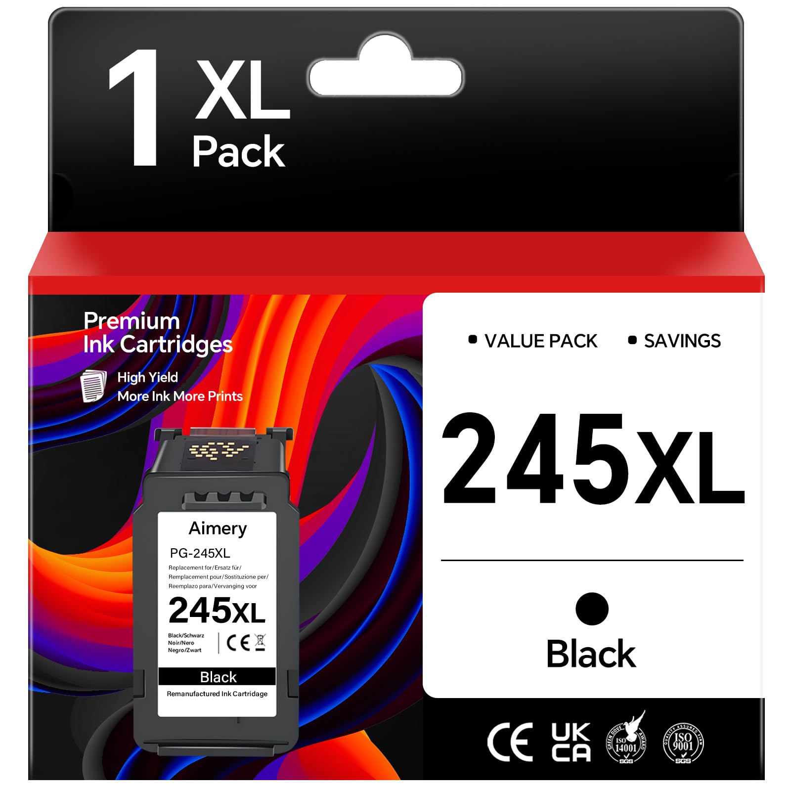 245XL Black Ink Cartridge Compatible Replacement for Canon 245XL Black Ink PG-245XL High-Capacity Works with Canon TS3420, TR4520, MX492, MX490, MG2525, TS3300, TS3322, MG3022 Printers 1 Black