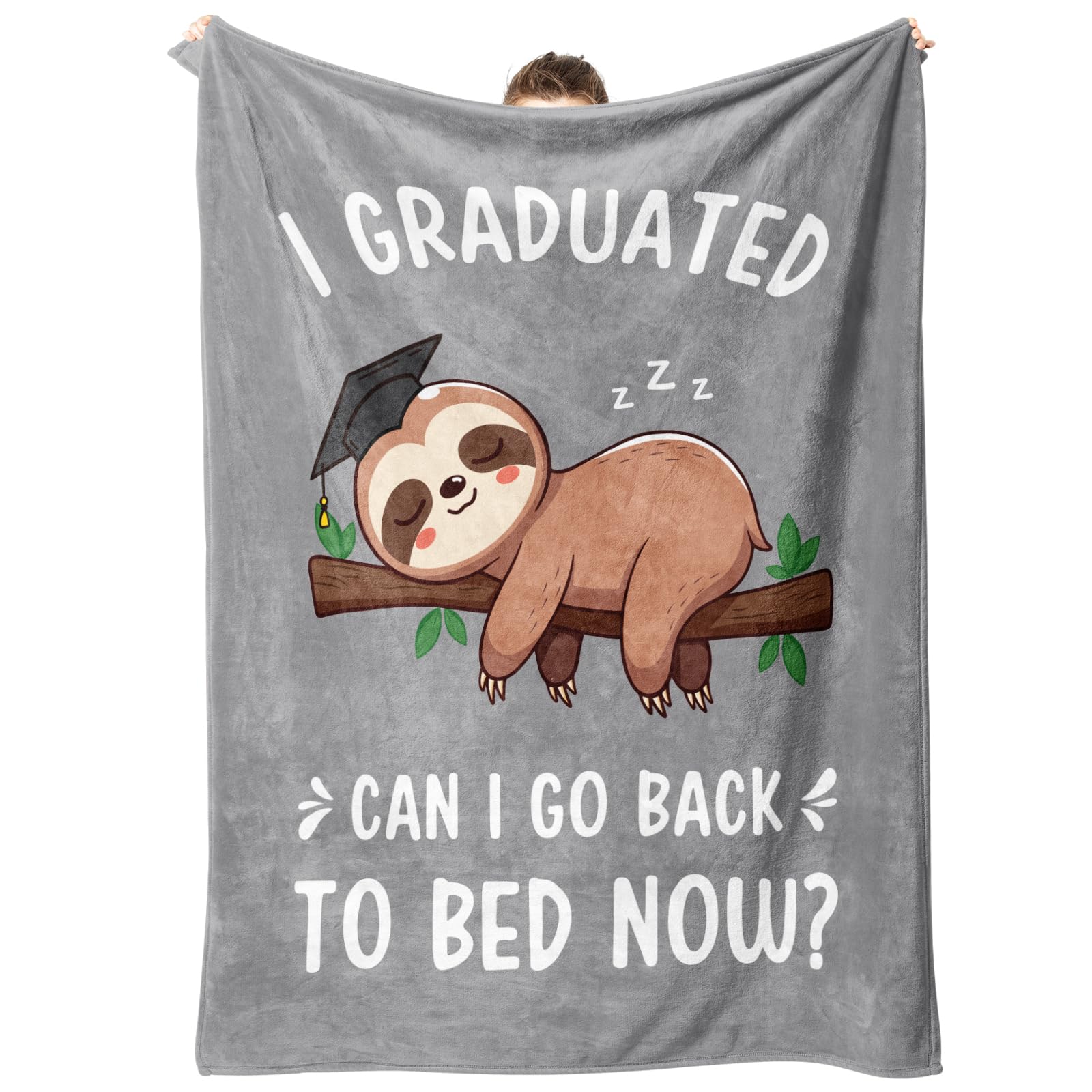 Encoink Funny Graduation Gifts for Her & Him, Practical Throw, College Graduation Gifts for Women & Men, Nurse, Congrat Grad Gifts for Master Degree, High School, PHD, Sloth Blanket, Gray(50 * 60)