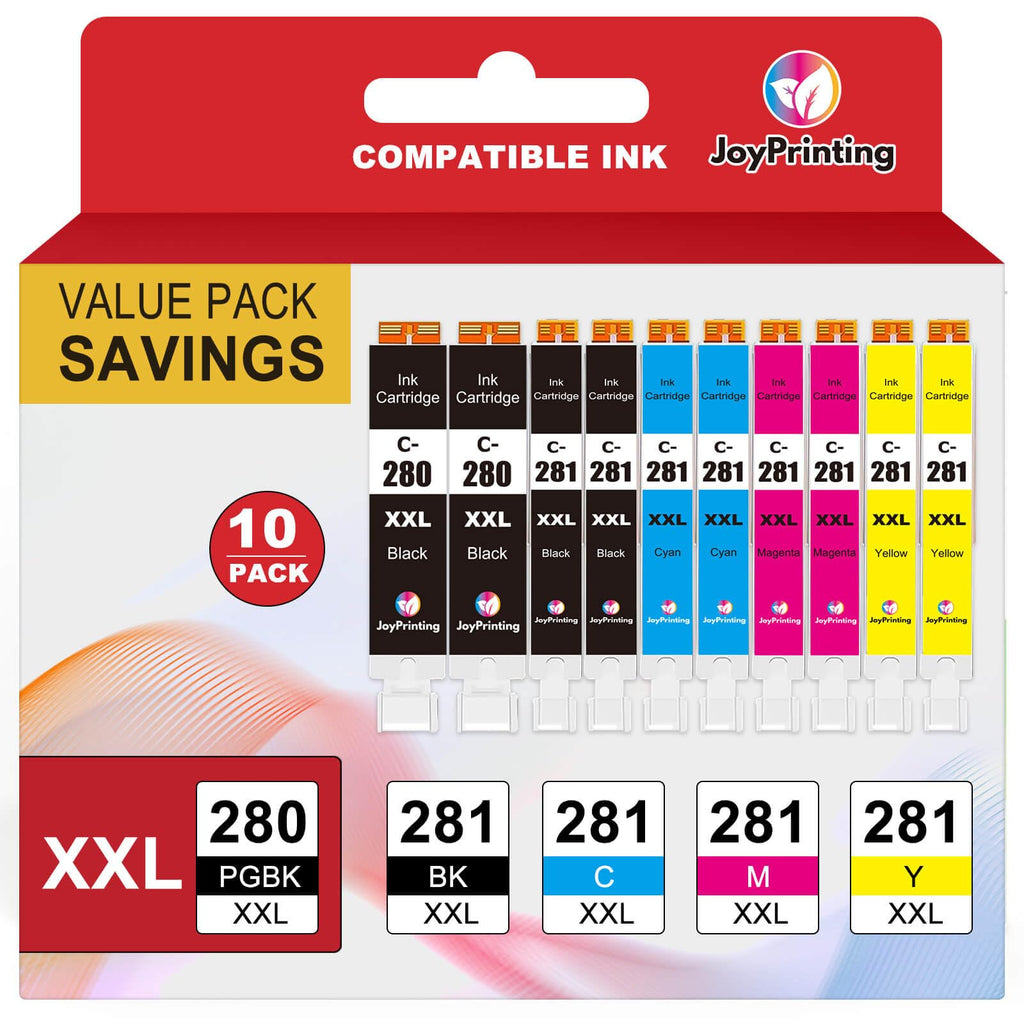 JoyPrinting PGI-280XXL CLI-281XXL Ink Cartridges Compatible with Canon TR8620a Ink 280 XXL 281 XXL Work for TS9521C TR8620 TR8622a TS6120 TR7520 TR8520 TR8500 TR8600 TS6220 TS9120