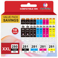 JoyPrinting PGI-280XXL CLI-281XXL Ink Cartridges Compatible with Canon TR8620a Ink 280 XXL 281 XXL Work for TS9521C TR8620 TR8622a TS6120 TR7520 TR8520 TR8500 TR8600 TS6220 TS9120