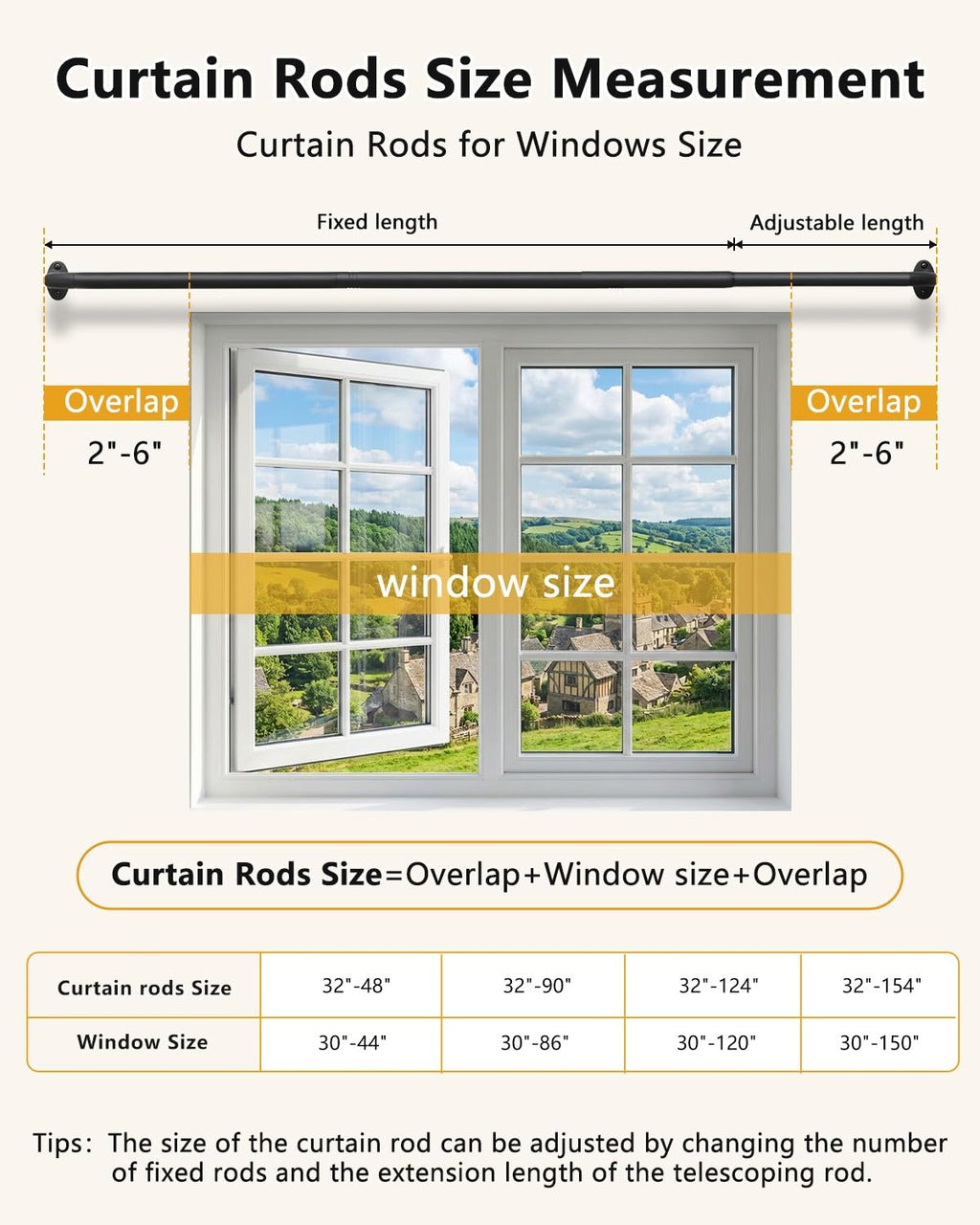 ASULUPHY Blackout Curtain Rod 32-90 In, Wrap Around Window Curtain Rods, 1 Inch Diameter Adjustable Door Curtain Rod, Long Curtain Rod with Brackets, Heavy Duty Drapery Rod for Bedroom