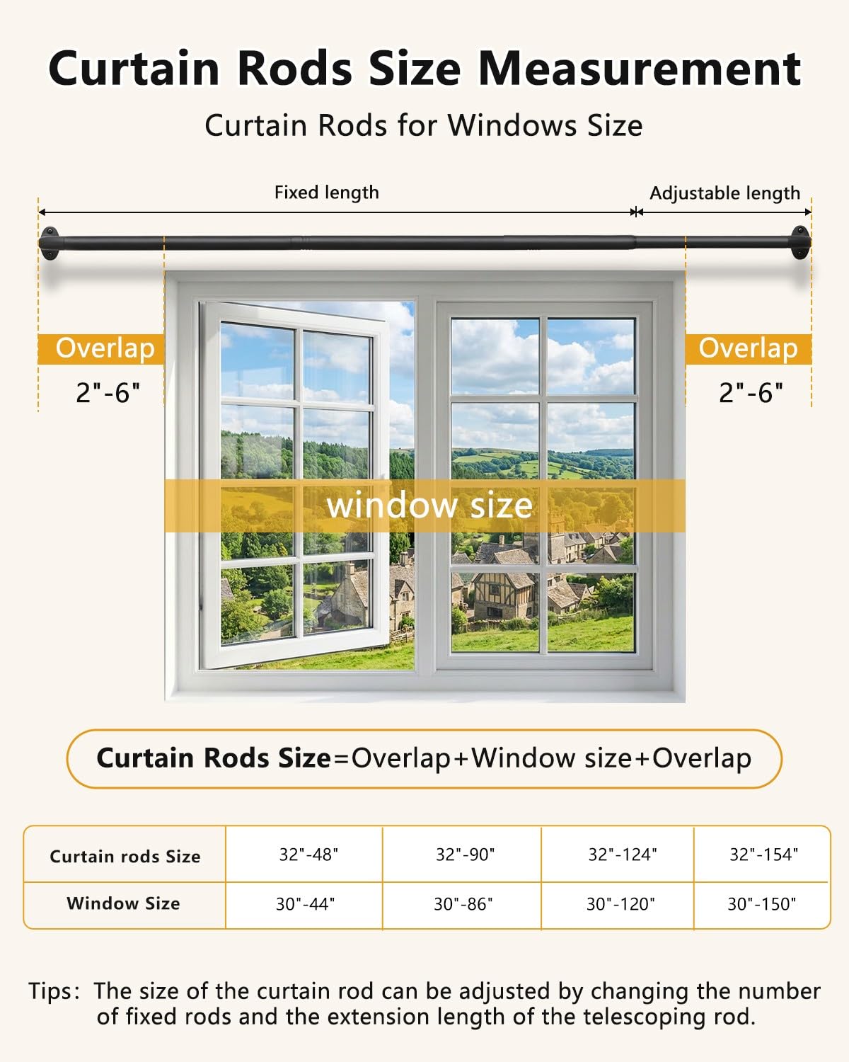 ASULUPHY Blackout Curtain Rod 32-90 In, Wrap Around Window Curtain Rods, 1 Inch Diameter Adjustable Door Curtain Rod, Long Curtain Rod with Brackets, Heavy Duty Drapery Rod for Bedroom