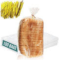 Reusable Bread Bags for Homemade Bread - 100 Pack Plastic Bread Bags with Ties For An Airtight Moisture-free Preservation and Storage - Loaf Home Bakers Bakery Owners