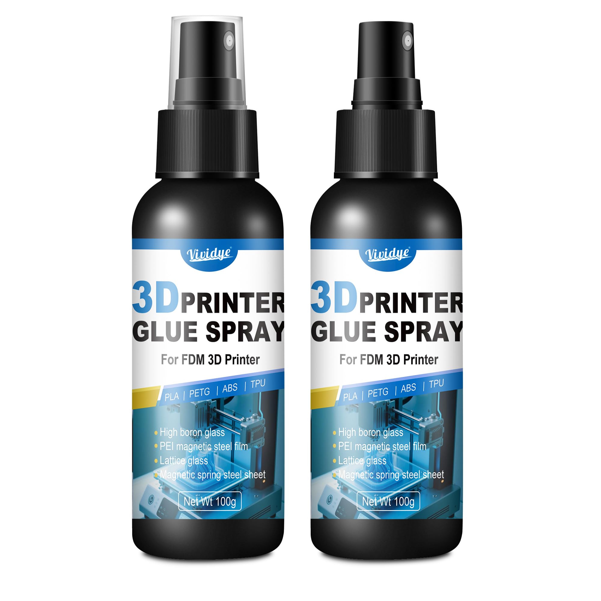 3D Printer Adhesive Glue - 7oz/200g Strong 3D Printer Glue Reduces Warping of PLA, ABS, PETG, TPU Filaments on Various Build Plate - 3D Printer Bed Adhesive Spray - Premium 3D Printing Accessories