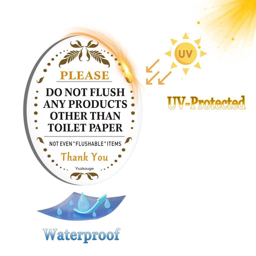 4 Pack Do Not Flush Sign, 5” x 4” Thick Acrylic Self-Adhesive Warning Sign for Bathroom, Easy to Install