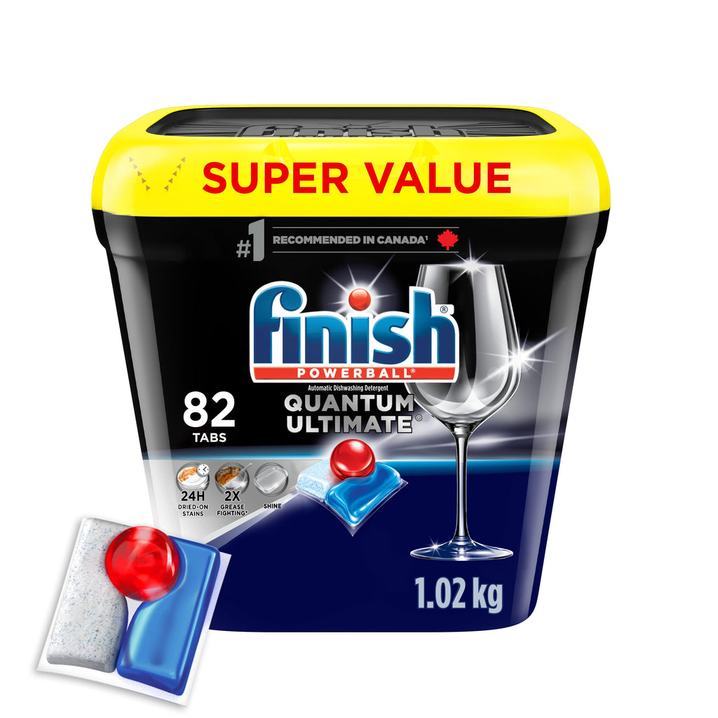 Finish® Quantum Ultimate® Dishwasher Detergent Pods, No pre sinse needed, For Deep clean & sparkling shine, 82 Tabs