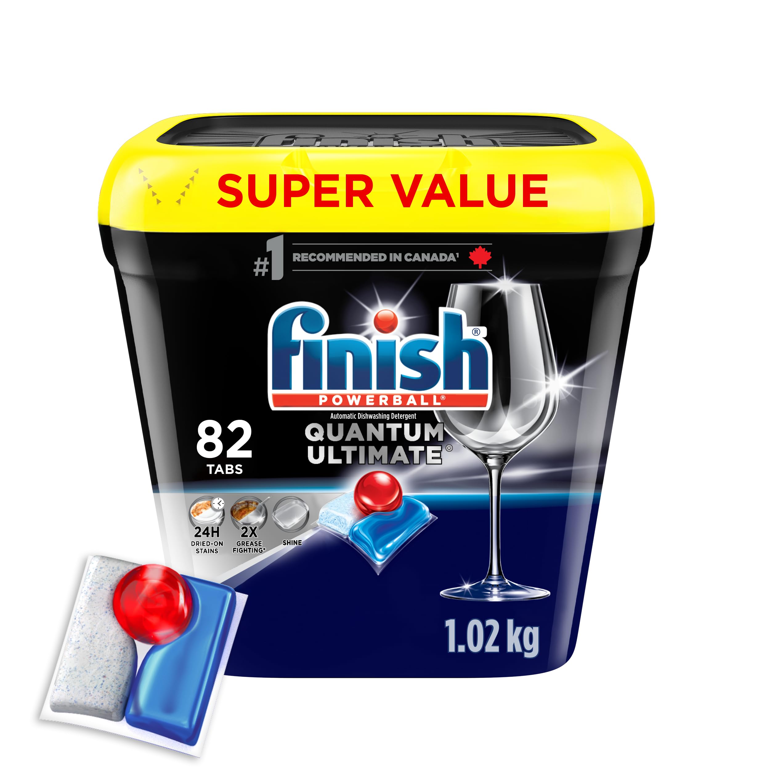 Finish® Quantum Ultimate® Dishwasher Detergent Pods, No pre sinse needed, For Deep clean & sparkling shine, 82 Tabs