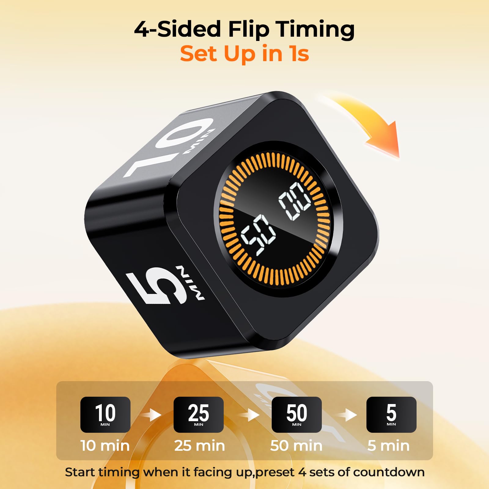 EooCoo Visual Pomodoro Timer, Office Accessories Gravity Productivity Timer, ADHD Tool, 4 Preset Time (5/10/25/50 min), Rechargeable with Visual Display & Countdown/Up Ring, Kitchen Desk Task Manager