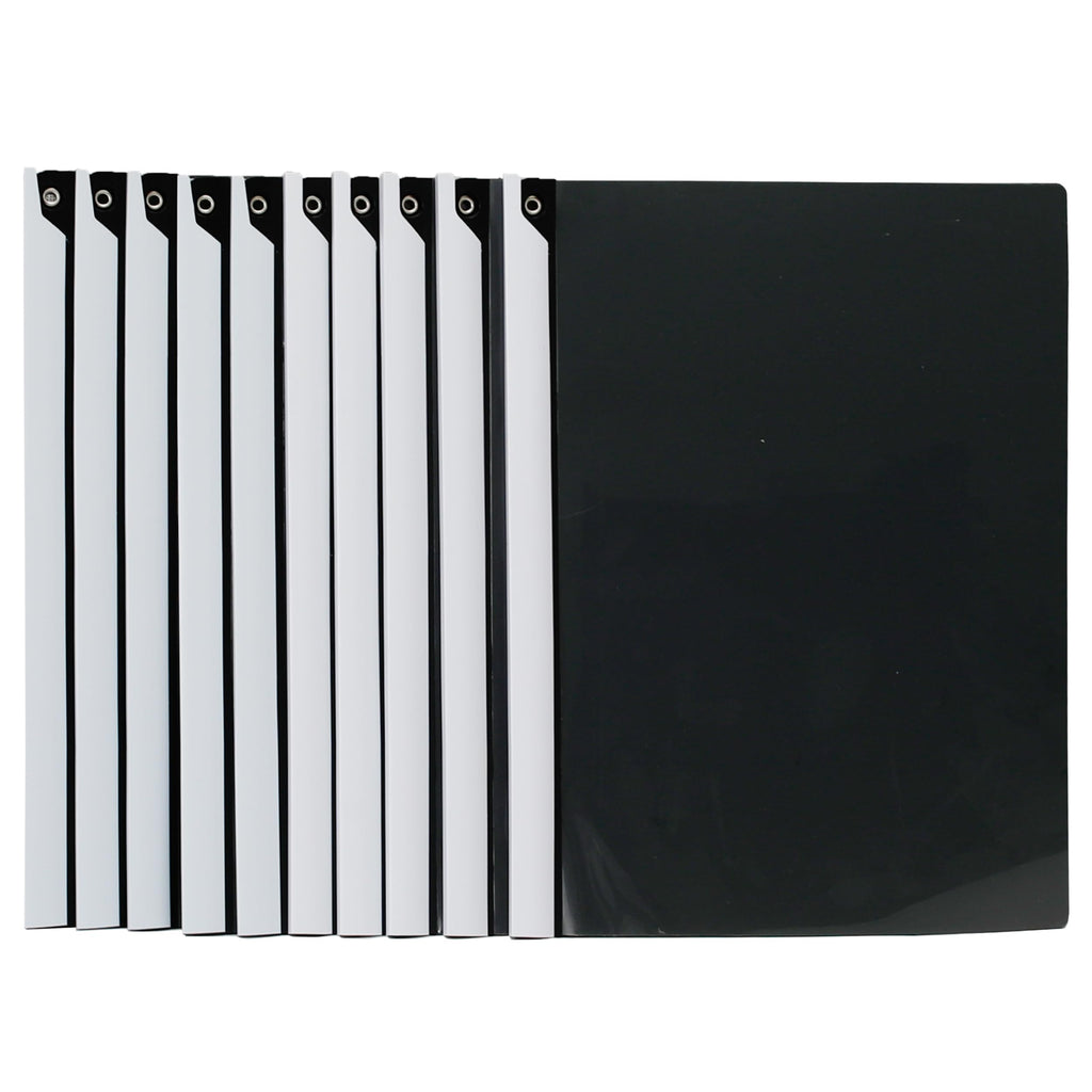 Dlicoda Report Covers with Swing Clip, 10 Pack Clear Front Presentation folders for A4/Letter Size, 8.9'' x 11.9'', 40 Sheet Capacity, No Punch Needed (Black)