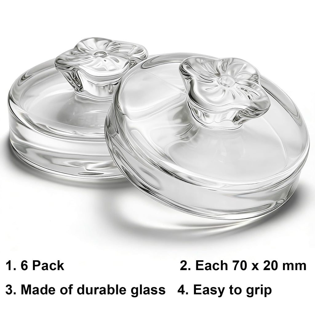 Okllen 9 Pack Glass Fermentation Glass Weights for Large Wide Mouth Mason Jars, Pickling Glass Weight with Easy Grip Handle, Dishwasher Safe