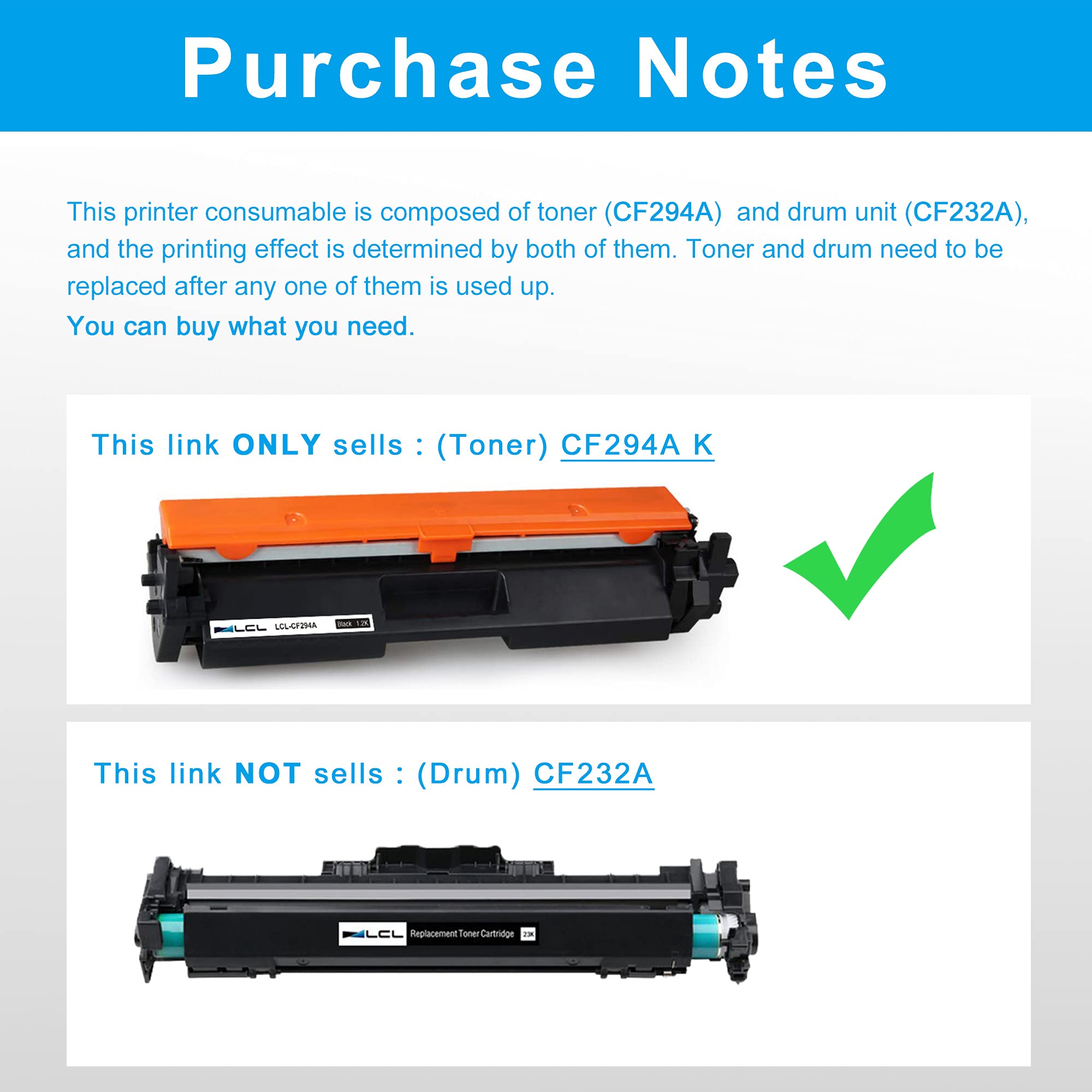 LCL Compatible Toner Cartridge for HP 94A CF294A (1-Pack,Black) for HP LaserJet Pro M118 M118dw MFP M148 M148dw M148fdw M149fdw
