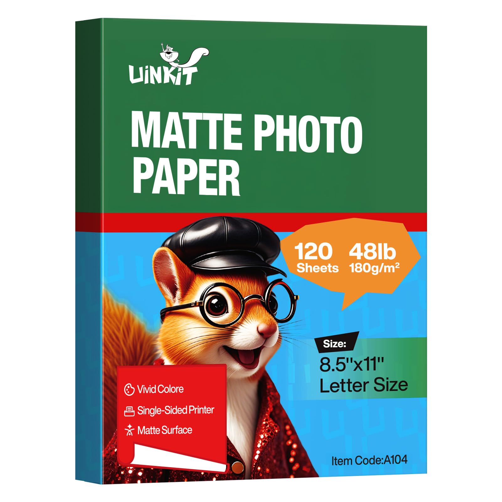Uinkit 120 Sheets Presentation Paper Matte 8.5x11 Inkjet 49lb 180gsm Single Side Printable Photo for All Dye Ink Inkjet Printers
