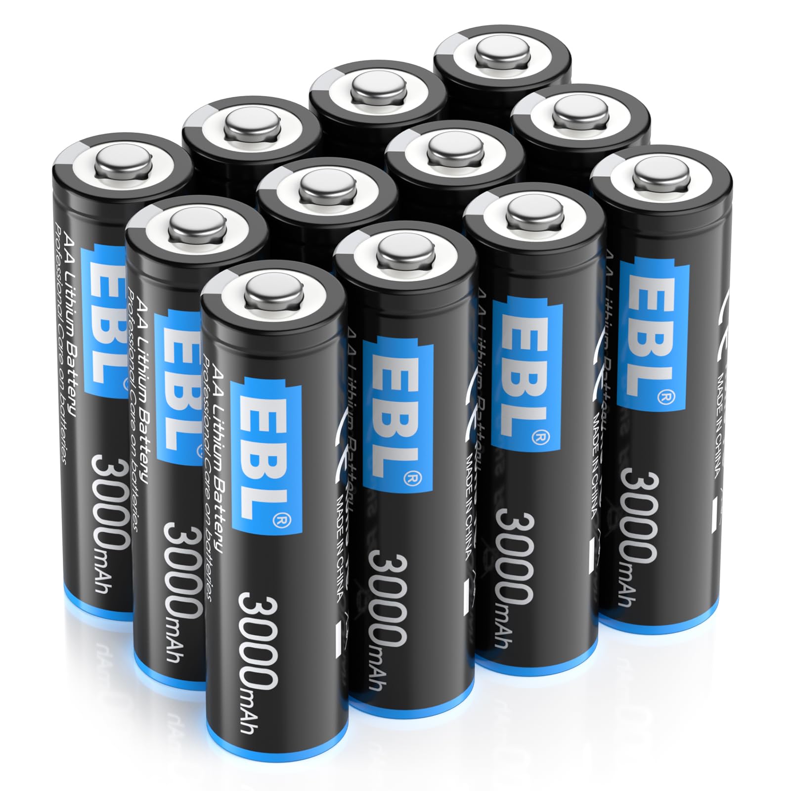 EBL 1.5V Lithium AA Batteries 12 Pack, 3000mAh Non-Rechargeable, Long-Lasting Double A Batteries for Blink Camera