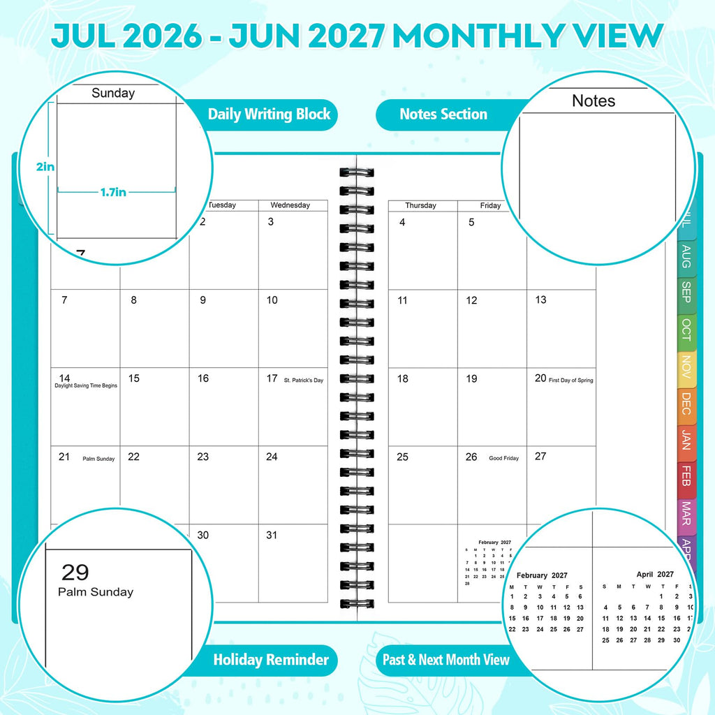Planner 2026-2027 – Agenda 2026-2027: Planner Weekly and Monthly from July 2026 to June 2027, 8.5" x 11", 2026-2027 Calendar Planner with Monthly Tabs, Flexible Cover, Thick Paper, Inner Pocket for School Office Supplies(Green)