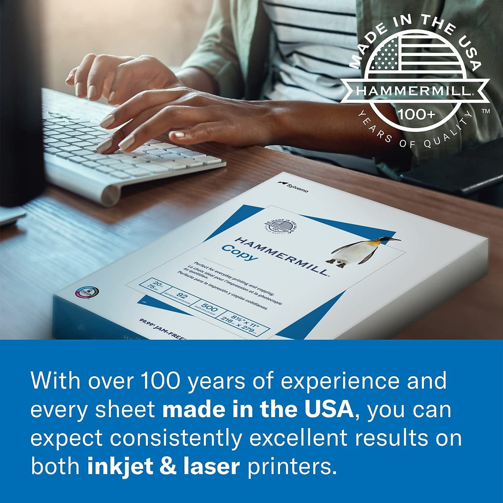 Hammermill Printer Paper, Premium Laser Print 24 lb, 8.5 x 14 - 1 Ream (500 Sheets) - 98 Bright, Made in the USA