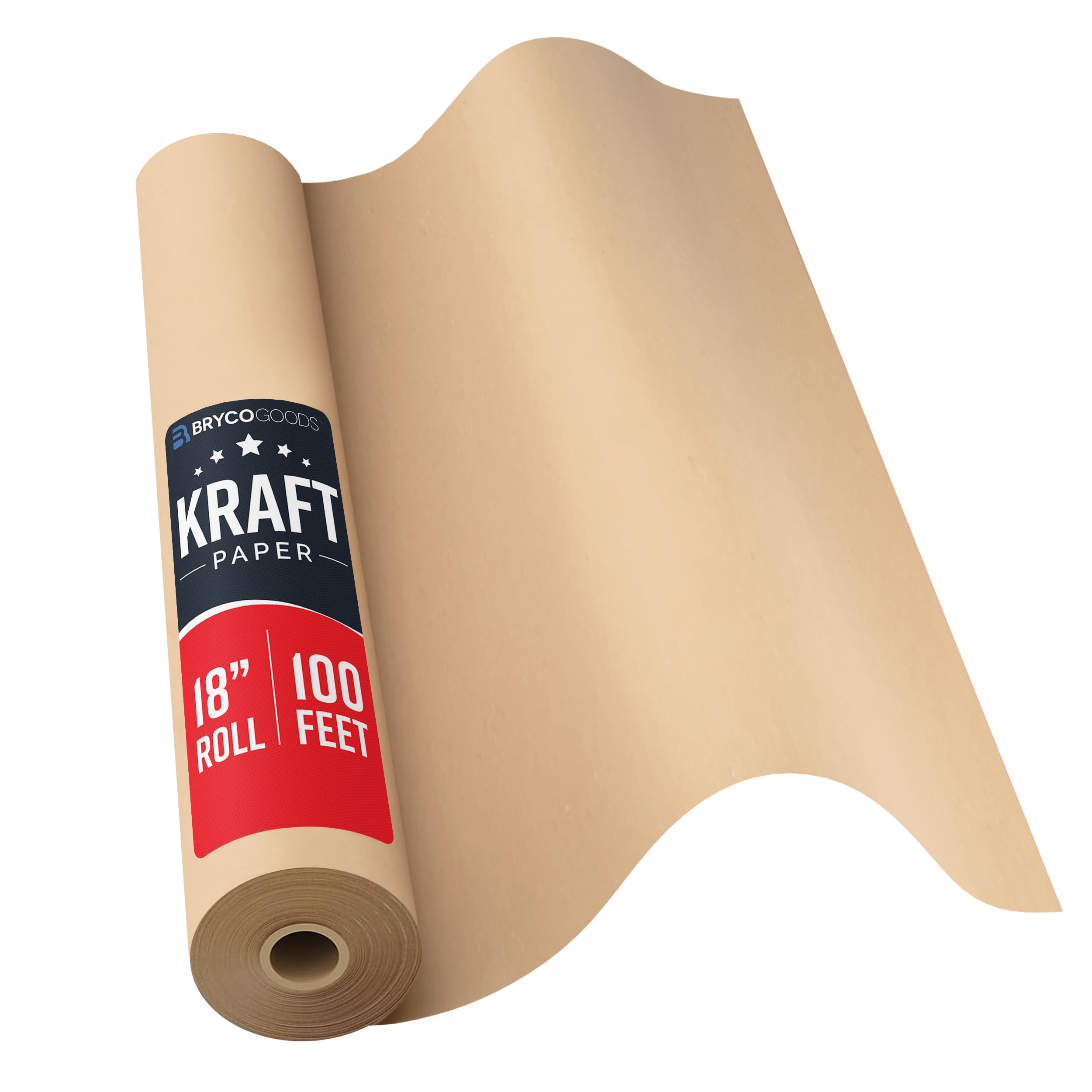 Bryco Goods 18" x 1200"(100’) Brown Wrapping Paper - Kraft Paper Roll for Packing, Arts & Crafts, Gift Wrapping, Bulletin Board, Banner, Bouquet Flower, Table Covering, Shipping & Moving Supplies