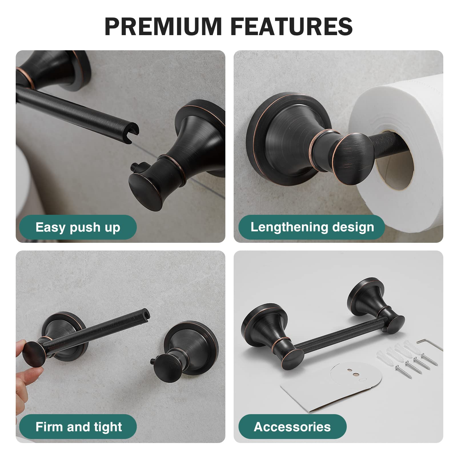 Hoimpro Wall Mounted Rustproof Toilet Tissue Paper Holder Bathroom Accessories Toilet roll Paper Hanger, Oil Rubbed Bronze