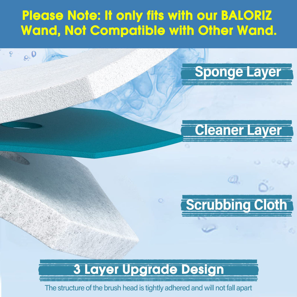 BALORIZ Disposable Toilet Bowl Refills 32 Count Upgraded Material Disposable Toilet Brush Cleaning Sponges Heads Toilet Brush Refill (32 Refills)