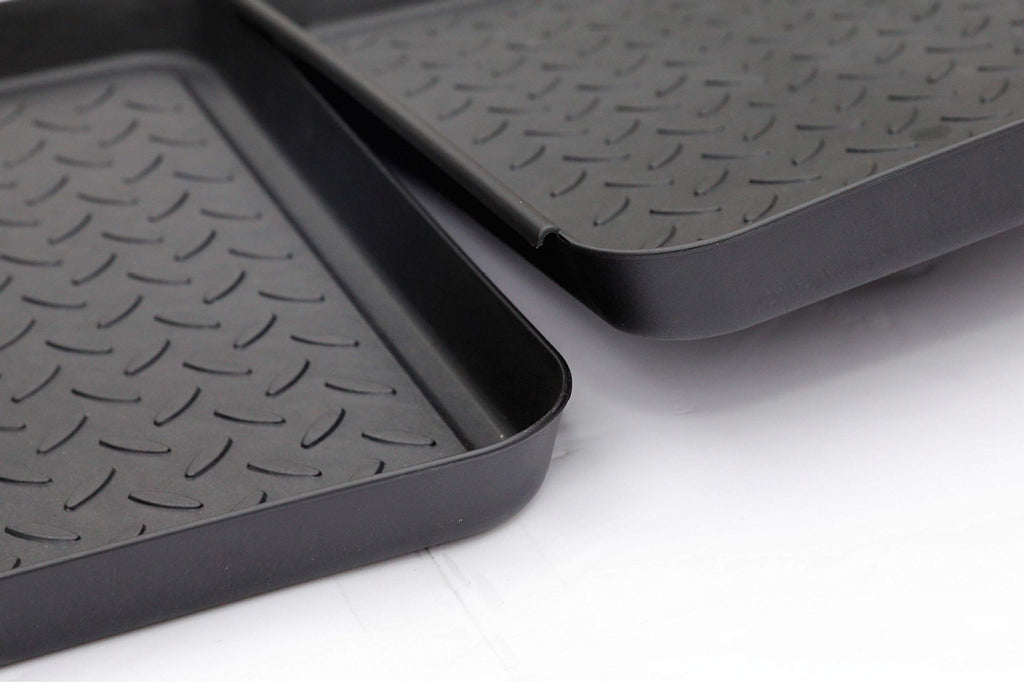 Boot Mat Tray,3 PCS Multi-Purpose 13.7" x 10.6" x 1.2" Floor Protection-Pet Bowls-Paint-Dog Bowls,Shoes, Pets, Garden - Mudroom, Entryway, Garage-Indoor and Outdoor Friendly (Black, 3Pack)