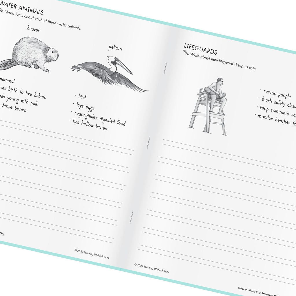 Learning Without Tears Building Writers, Student Edition- Grade 2, Writing Skills in Narrative, Information, Opinion Style, Writing Fluency- Independent Writing or Whole Class- For School and Home Use