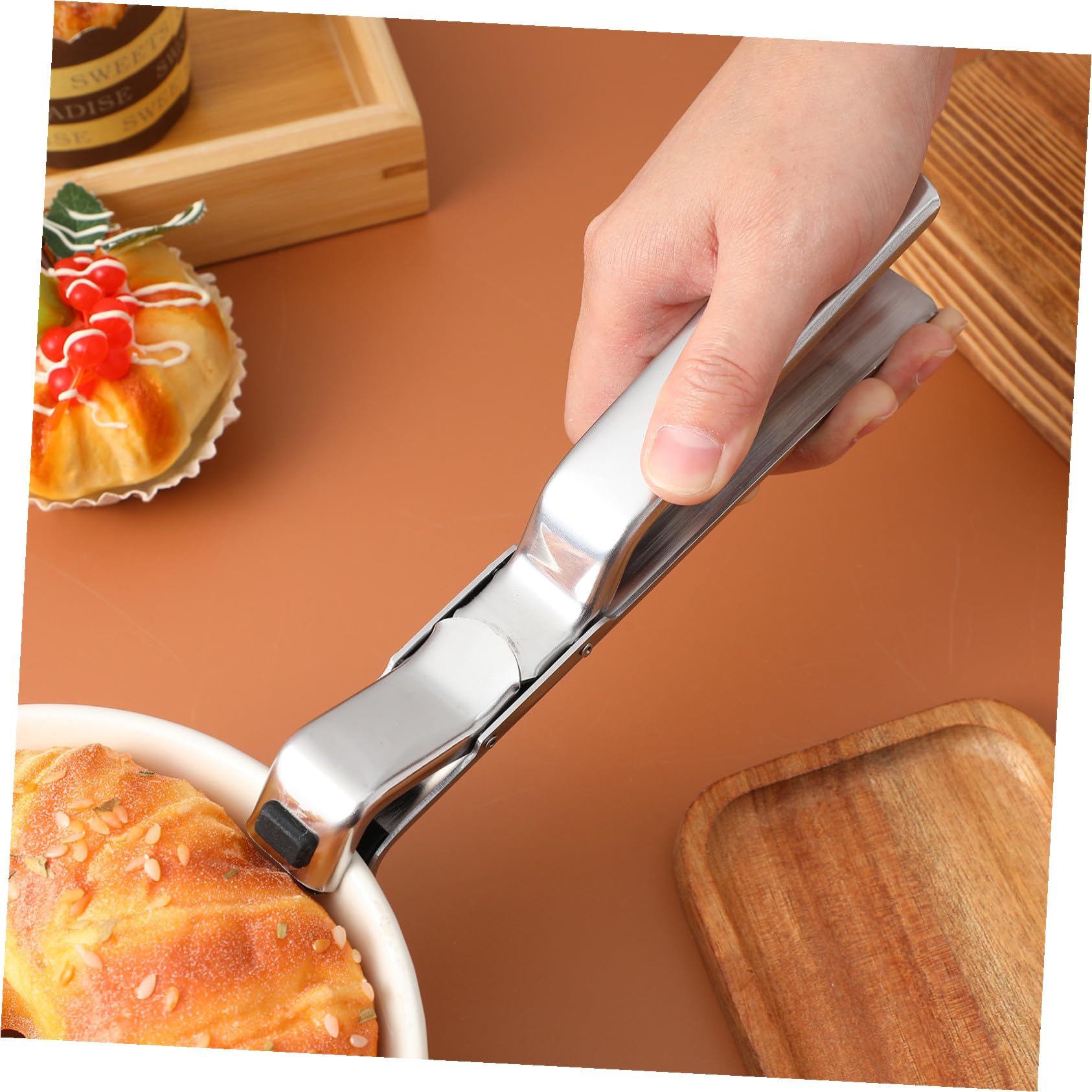 Angoily Anti-scalding Kitchen Plate Gripper Clip Stainless Steel Hot Bowl Holder with Abs Heat-Resistant