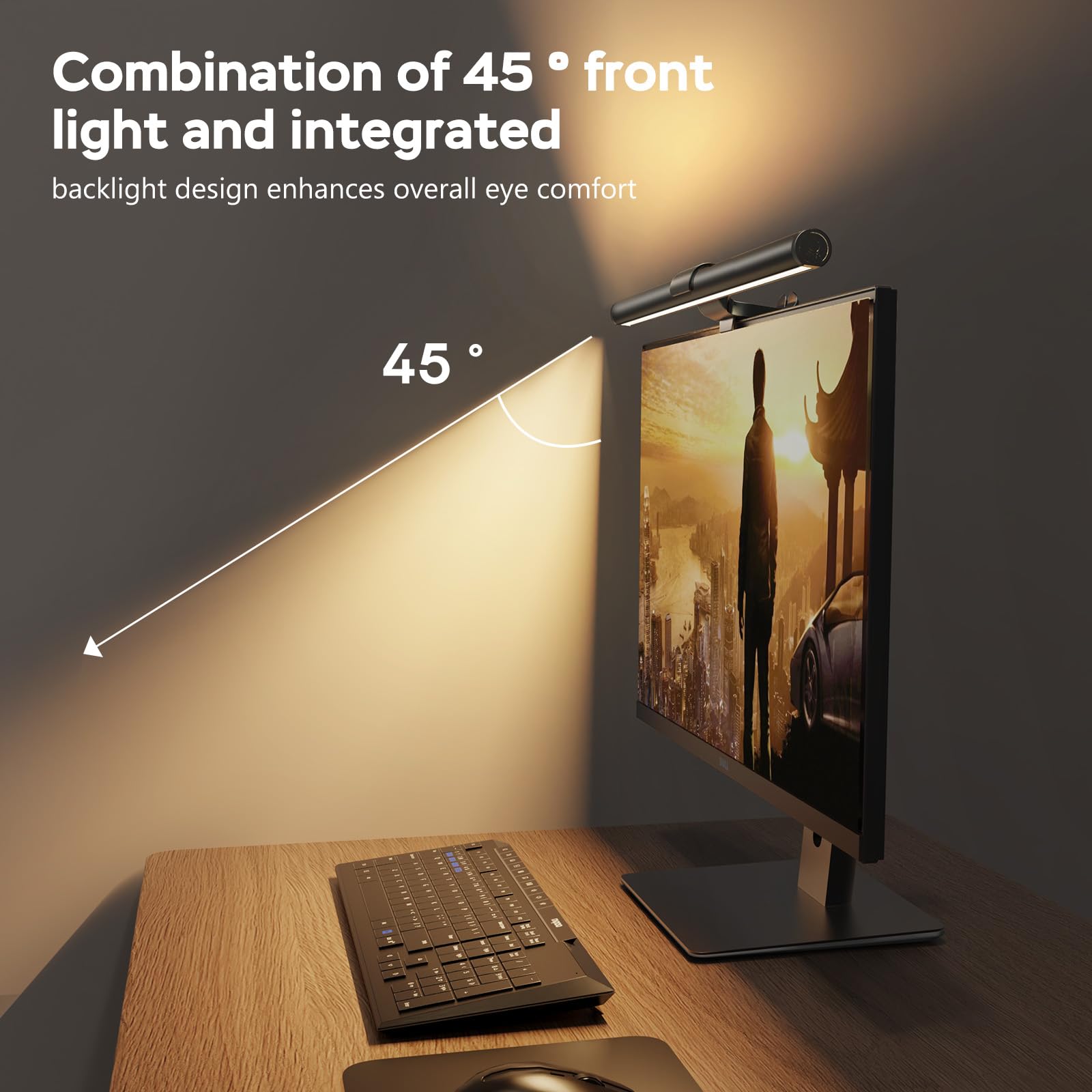 OOWOLF Monitor Light Bar with Remote, Ra95 Computer Monitor Lamp for Eye Caring, USB Reading Lamp Task ：Lamp, Dimmable Light Bar with Backlight, No Glare Space Saving Home Office 16.14" 1-Pack