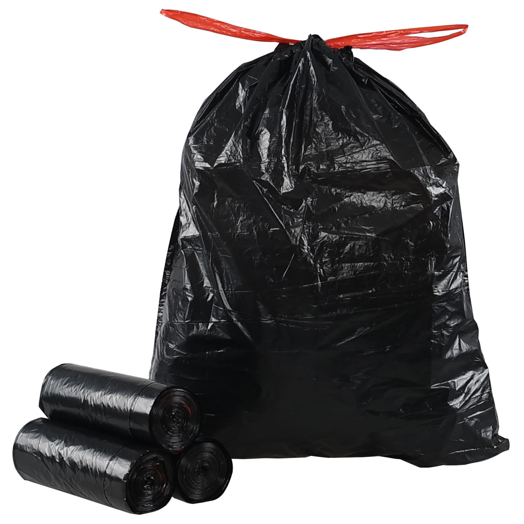 Quickquick 6 Gallon Plastic Drawstring Trash Bags, Black Garbage Bag, 110 Counts