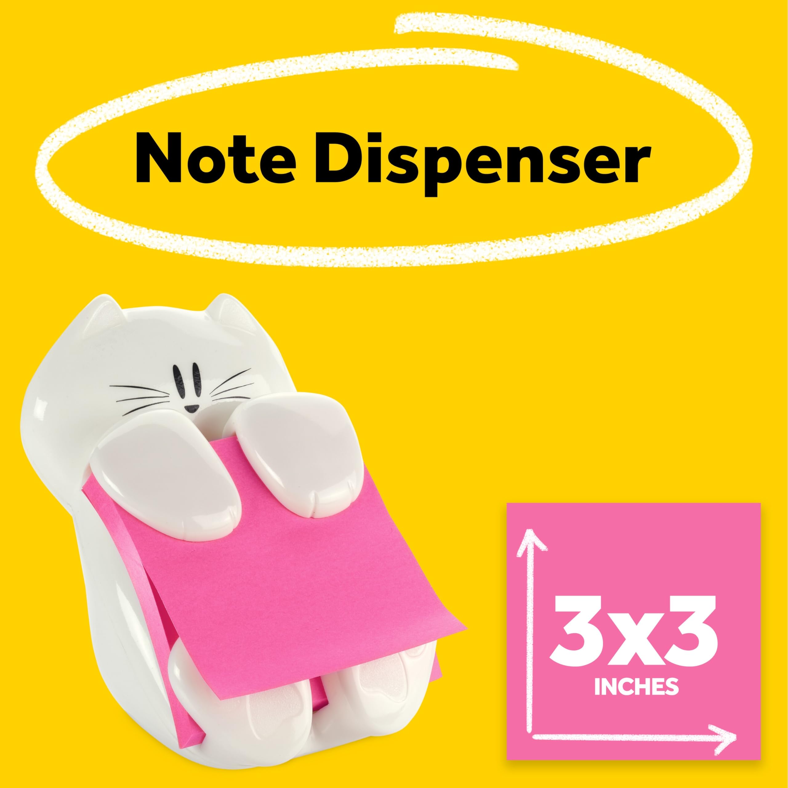 Post-it Cat Figure Pop-up Note Dispenser, 3 inch x 3 inch, (CAT-330)