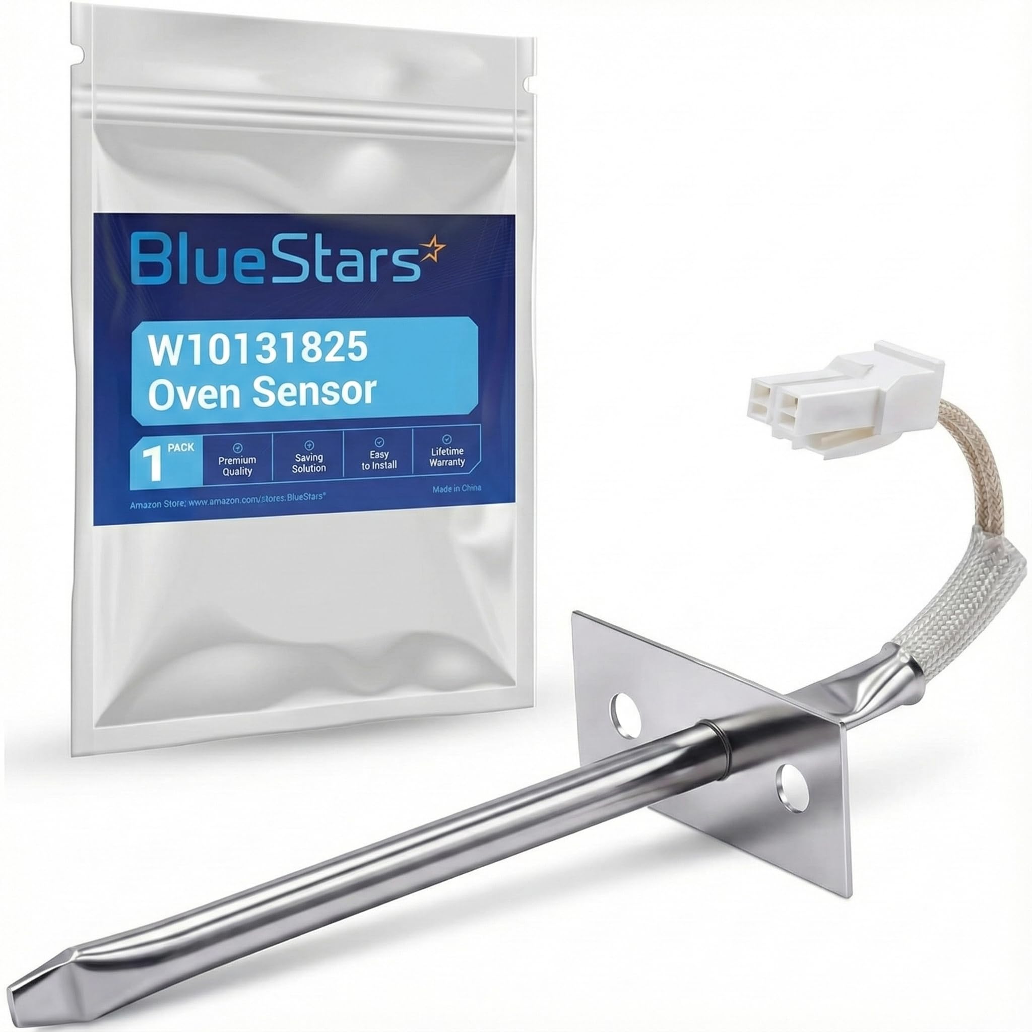 BlueStars Ultra Durable W10131825 Oven Temperature Sensor - Compatible with Whirlpool Maytag KitchenAid Ovens - Replaces WPW10131825 4455636 WPW10131825VP PS11748765