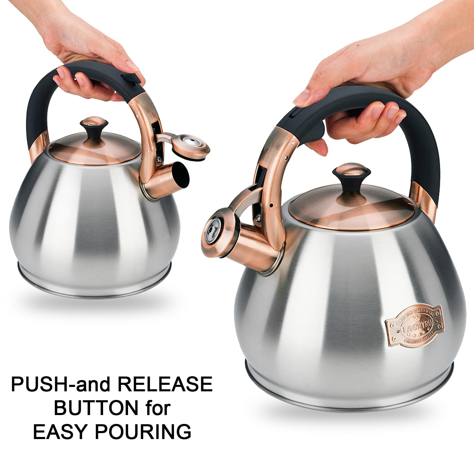 Tea Kettle Stovetop Whistling Kettle Teapot, 3Quart Tea Pot Stainless Steel Teakettle for Stove Top with Heat Proof Ergonomic Handle