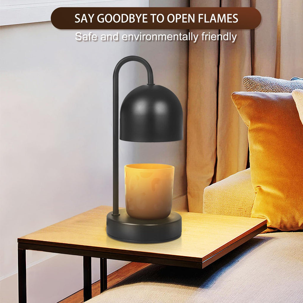 YudouTech Dimmable Candle Warmer Lamp - Black Small Metal Candle Wax Warmer with 2 * 50W Bulbs, Timer & Dimmer, Perfect for Bedroom and Living Room Decor