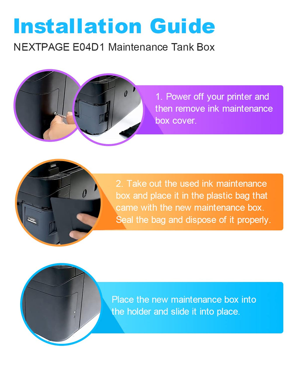 T04D1 T04D100 Ink Maintenance Box for ET-15000 ET-3750 ET-3760 WF-2860 ET-4760 ET-3850 ET-4850 XP-5100 ET-3710 ET-5150 ET-3830 Printers TO4D1 Maintenance tank TO4D100 04D1 T04d1