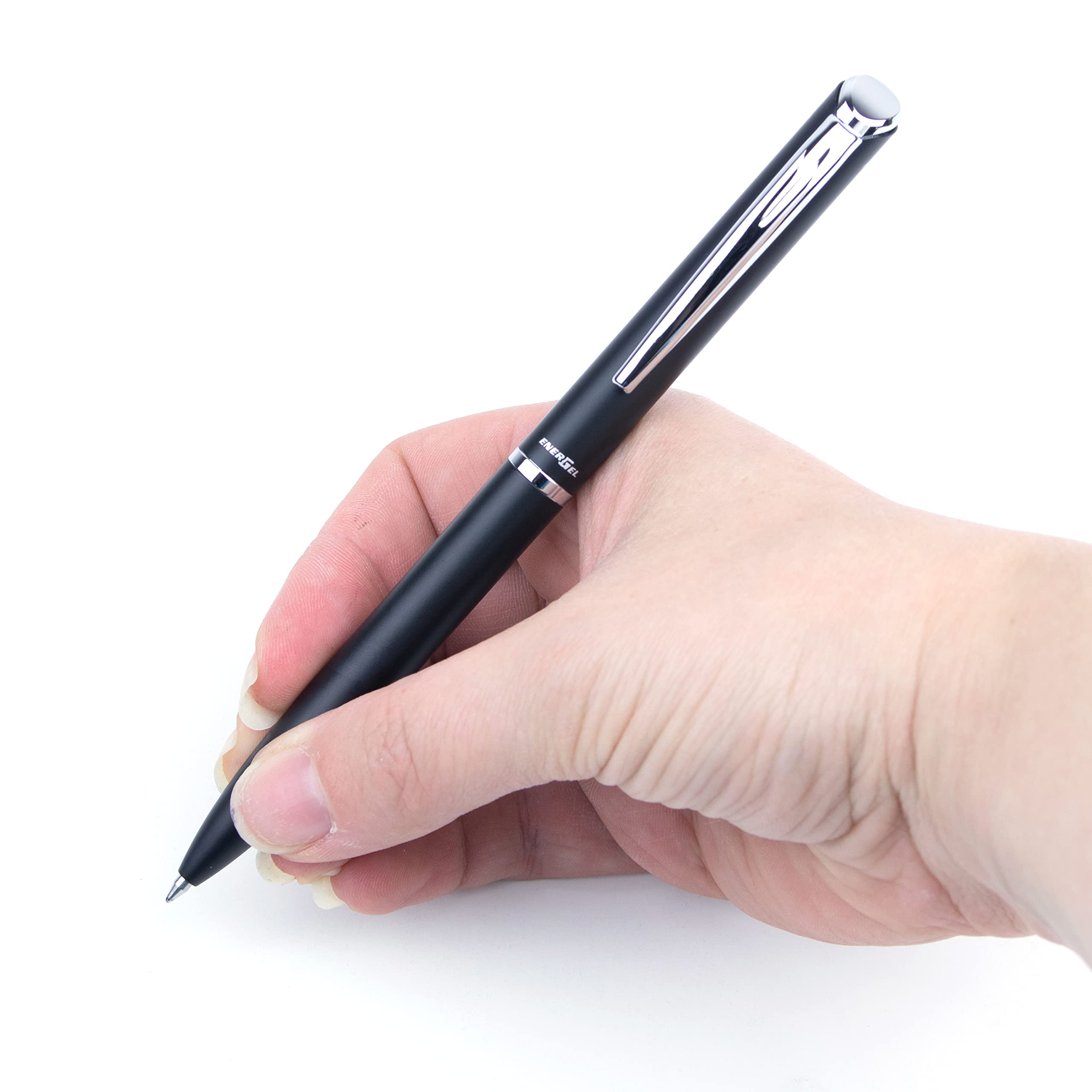 Pentel EnerGel Liquid Gel Retractable Rollerball Pen, Black All Metal Barrel, Gift, Everyday Use, Office Supplies, Black Ink, 0.7mm Medium Point, BL2007A-AE1, 1 Each Includes Gift Box