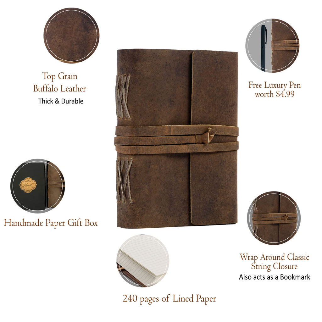 Leather Journal Lined Paper with luxury pen Handmade Leather Journal/Writing Notebook Diary/Bound Daily Notepad for Men & Women Medium, Writing pad Gift for Artist, Sketch