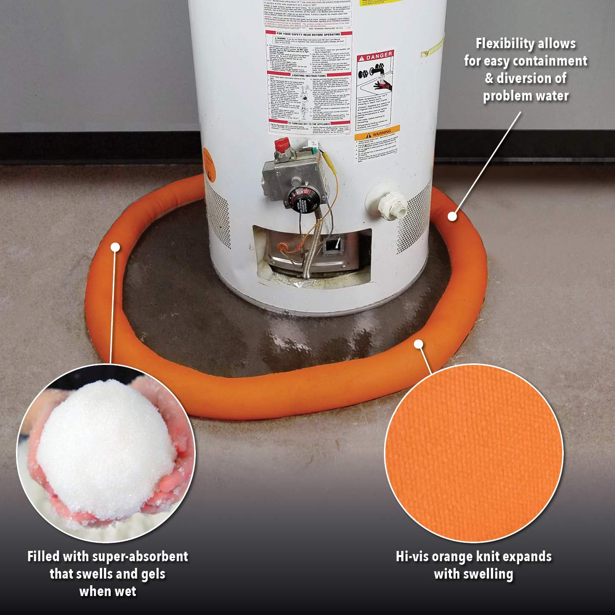 Quick Dam Indoor Water Dams – 5 Pack, 4ft Barriers for Leak and Spill Control – Absorbs Water on Contact – Expands to 2.5” Height – Ideal for Basements, Appliances, Doorways, and More