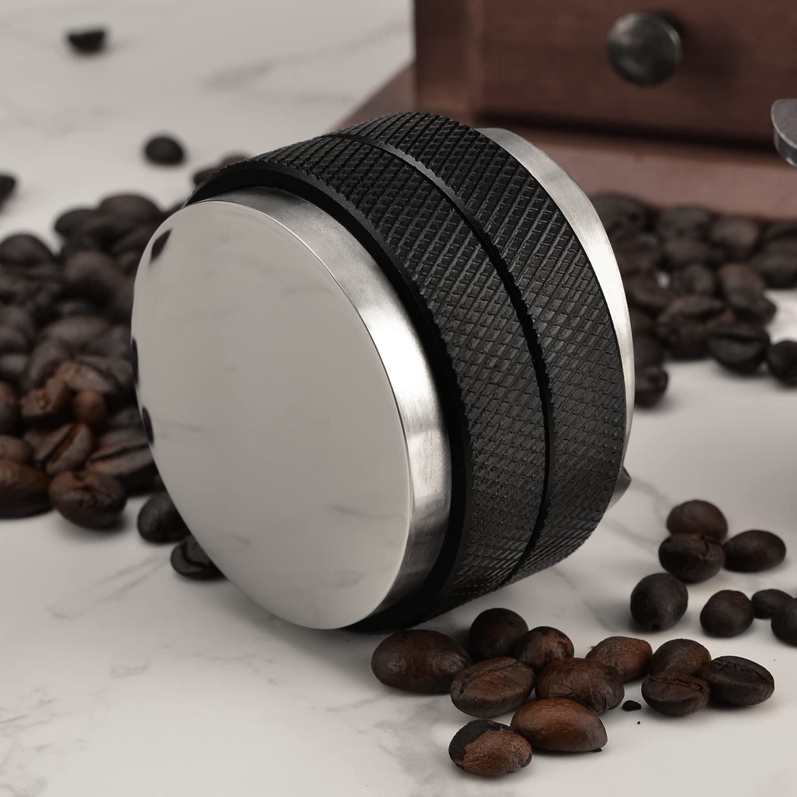51mm Espresso Tamper, Coffee Distributor Adjustable Height, Coffee Leveler Fits with Two-in-one Double-Head and Flat-Bottom Three Leaf for Macaroons Espresso Coffee