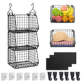 Guvarog 3-Pack Hanging Closet Organizer Wire Basket for Fruit, Vegetable, Potato and Onion Storage - Wall Mounted Closet Organization Bin