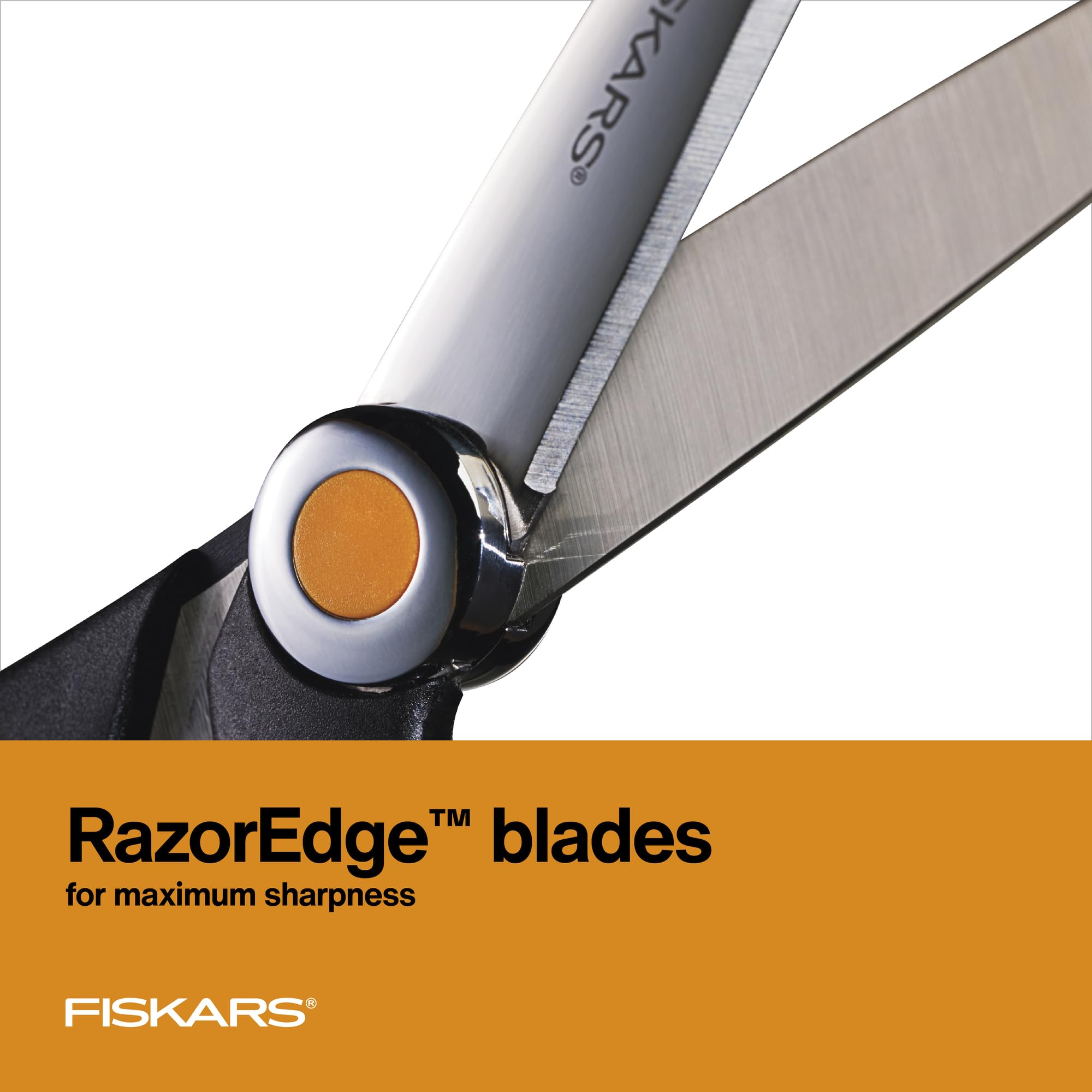 Fiskars RazorEdge Fabric Scissors, Precision-Ground Stainless Steel Blades, Heavy Duty Softgrip Handle, 8", Black