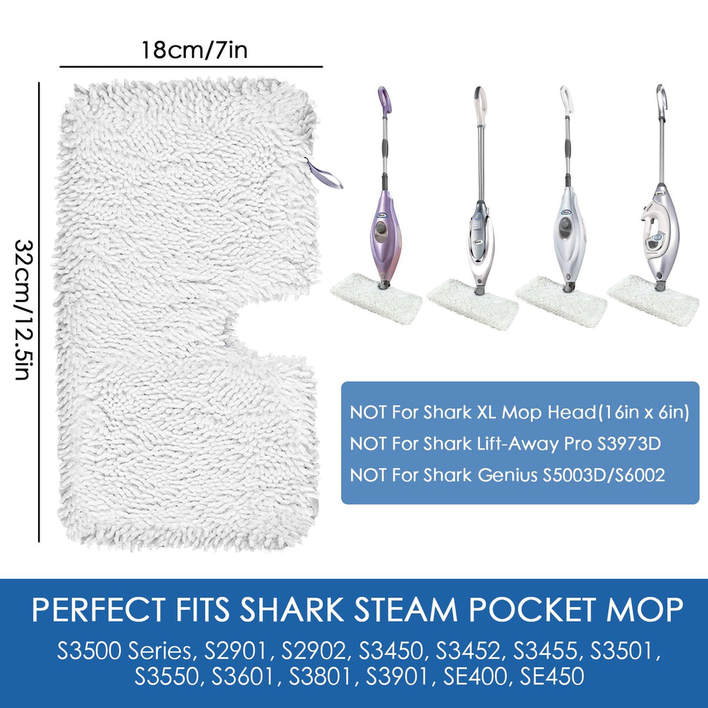 MXZONE 6 Pack Pocket Steam Mop Pad Cleaning Pads for Shark Steam Pocket Mop S3500 Series S3501 S3601 S2902 S3901 S3550 S3601d S3801 S3801co Se450 S2901